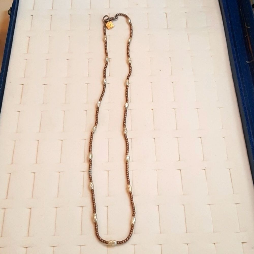 Ann Klien  Vintage  24 Inch Salt Water Pearls‎ Gold Beaded Necklace